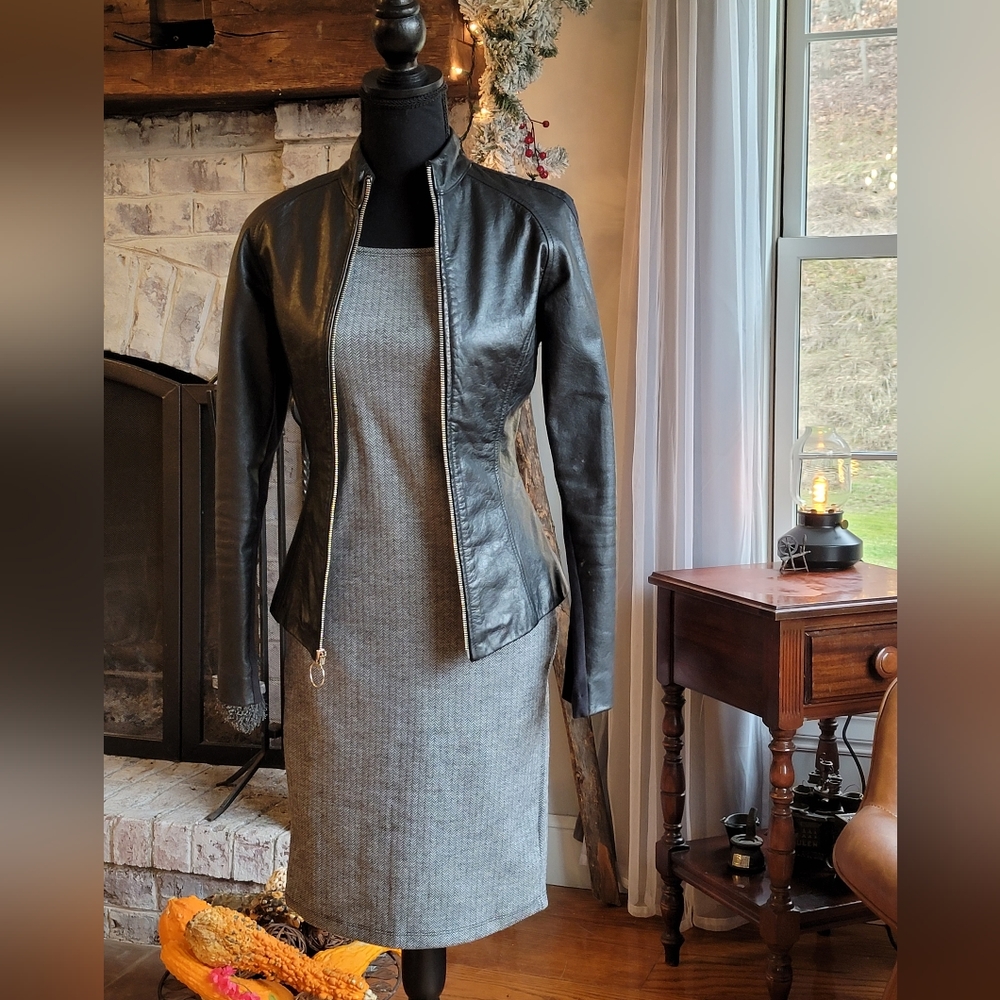 Herringbone Fitted Dress